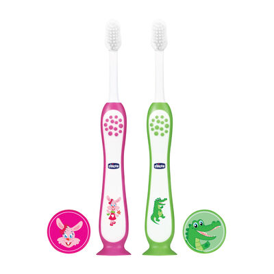 Toothbrush Set Pink+Green 3Y-8Y